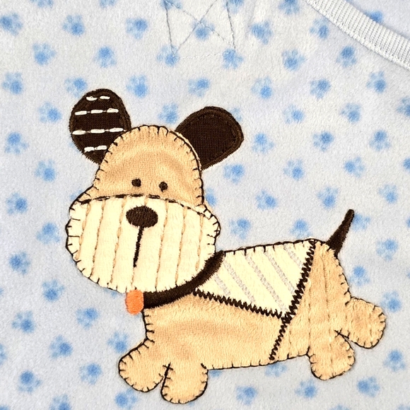 NWT 0-9M Baby Boys Sleep Sack Puppy Dog Carter’s Blue Fleece Deluxe Bag 2 Cute! - Picture 3 of 3